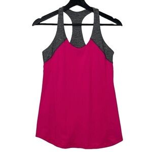 Lululemon Inner Strength Tank Top Racerback Bra Luon Pink / Heathered Grey 8